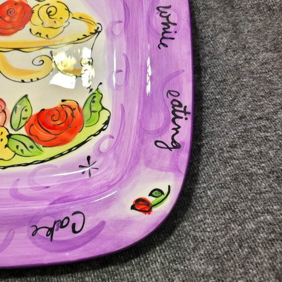 NEW Certified International Sweets Plater by Julia Junkin~Hand Painted~Cake - Picture 6 of 10